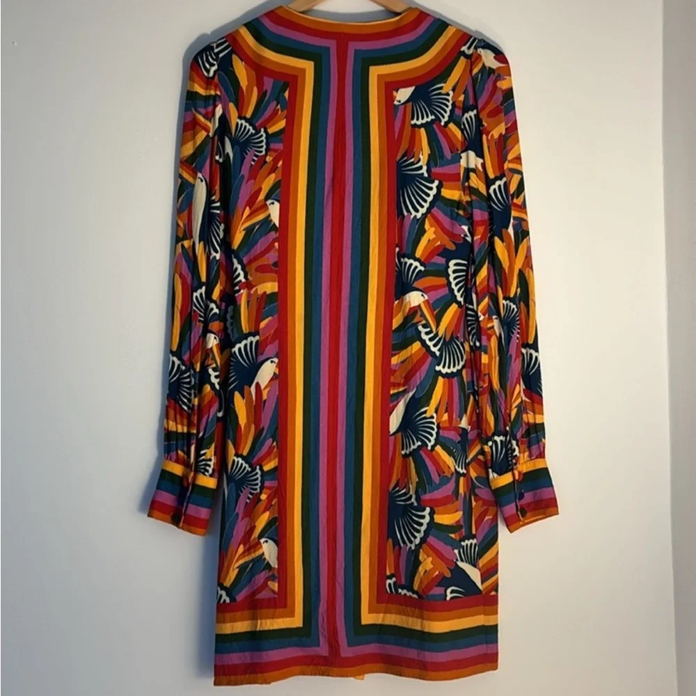 Anthro x Farm Rio Rainbow Toucan Wrap Dress - Picture 7 of 15